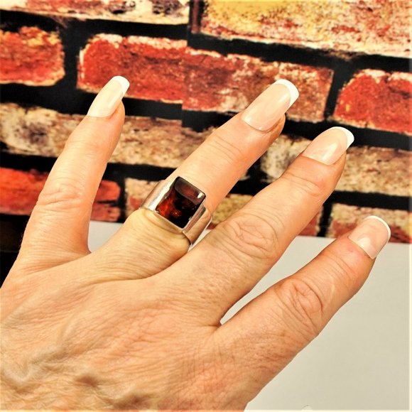 BALTIC AMBER STERLING RING 6.75, UNISEX GIFT, MOTHER'S DAY GIFT - Picture 2 of 10